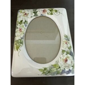 Vintage 1992 Terragrafics Ceramic Floral Picture Frame Hand Painted Roses 7x9